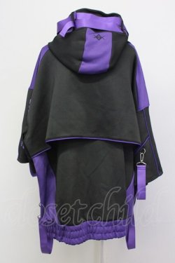 画像2: REFLEM / サイバー切り替えボリュームネック半袖ジャージパーカー  黒Ｘ紫 T-25-03-21-010-PU-TO-SA-ZI