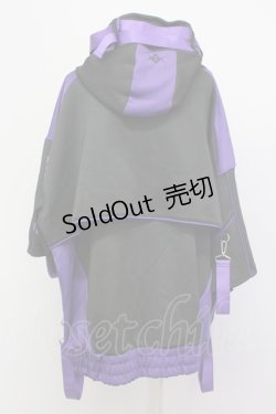 画像2: REFLEM / サイバー切り替えボリュームネック半袖ジャージパーカー  黒Ｘ紫 T-25-03-21-010-PU-TO-SA-ZI