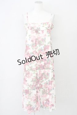 画像1: L'EST ROSE / バラ柄キャミソールワンピース 2 ピンクＸ白 T-25-03-26-021-LO-OP-SA-ZI
