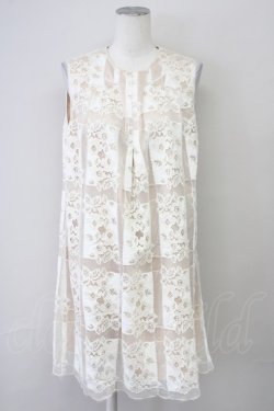 画像1: ANNA SUI / フラワーレースリボンノースリーブワンピース 2 ベージュ T-25-03-26-022-PU-OP-SA-ZI