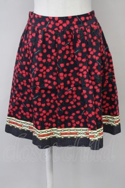 画像1: Franche Lippee / チェリー柄スカート  黒Ｘ赤 T-25-03-26-026-LO-SK-SA-ZI