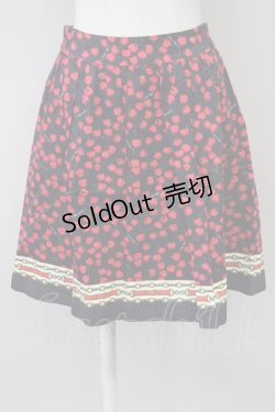 画像1: Franche Lippee / チェリー柄スカート  黒Ｘ赤 T-25-03-26-026-LO-SK-SA-ZI
