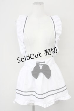 画像1: MARBLE / リボンフリルエプロン  白Ｘ黒 T-25-03-26-035-GO-ZA-SA-ZI