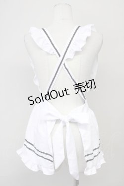 画像2: MARBLE / リボンフリルエプロン  白Ｘ黒 T-25-03-26-035-GO-ZA-SA-ZI