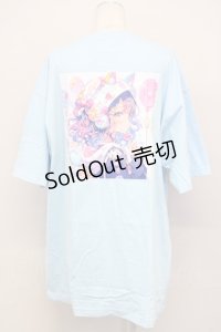 NieR Clothing / ねこみみGIRL半袖カットソー  サックスＸピンク T-25-03-26-004-PU-TO-SA-ZI