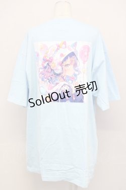 画像1: NieR Clothing / ねこみみGIRL半袖カットソー  サックスＸピンク T-25-03-26-004-PU-TO-SA-ZI