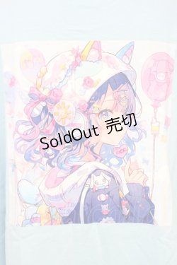 画像3: NieR Clothing / ねこみみGIRL半袖カットソー  サックスＸピンク T-25-03-26-004-PU-TO-SA-ZI
