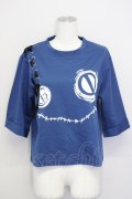 NieR Clothing / 編み下げNieRちゃん半袖カットソー  青Ｘ黒 T-25-03-26-006-PU-TO-SA-ZI