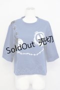 NieR Clothing / 編み下げNieRちゃん半袖カットソー  青Ｘ黒 T-25-03-26-006-PU-TO-SA-ZI
