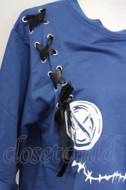 画像3: NieR Clothing / 編み下げNieRちゃん半袖カットソー  青Ｘ黒 T-25-03-26-006-PU-TO-SA-ZI