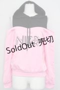 NieR Clothing / フード付きオフショルカットソー  ピンクＸ黒 T-25-03-26-008-PU-TO-SA-ZI