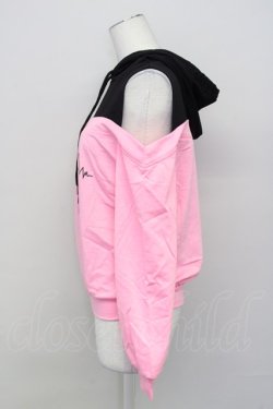画像3: NieR Clothing / フード付きオフショルカットソー  ピンクＸ黒 T-25-03-26-008-PU-TO-SA-ZI