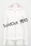 Nile Perch / リボン&ラインストーンZIPパーカー  ピンク T-25-03-26-002-LO-TO-SA-ZT