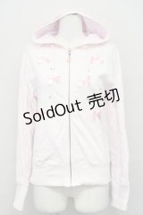Nile Perch / リボン&ラインストーンZIPパーカー  ピンク T-25-03-26-002-LO-TO-SA-ZT