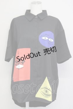 画像1: NieR Clothing / UNISEX SHIRT【EYE】  黒Ｘ青Ｘ赤Ｘ色 T-25-03-26-011-PU-BL-SA-ZI