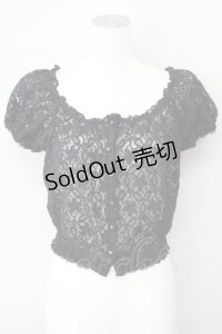 L'EST ROSE / ショート丈レースブラウス 2 ブラック T-25-03-26-015-LO-BL-SA-ZT
