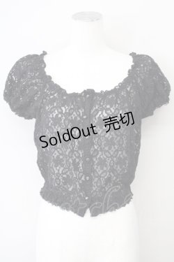 画像1: L'EST ROSE / ショート丈レースブラウス 2 ブラック T-25-03-26-015-LO-BL-SA-ZT