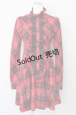 画像1: SEXY DYNAMITE LONDON (CHOICE) / チェックハイネックワンピース  赤Ｘ黒チェック T-25-03-26-018-PU-OP-SA-ZI