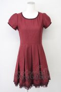 L'EST ROSE / 裾ローズ刺繍半袖ワンピース 2 ボルドー T-25-03-26-019-LO-OP-SA-ZI