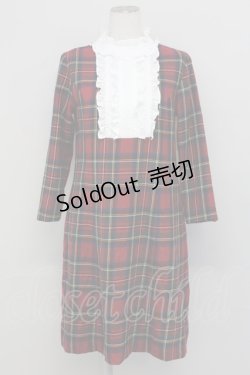 画像1: Jane Marple / ウールタータンセドリックドレス  赤チェックX白 T-25-03-27-021-JM-OP-SA-ZI