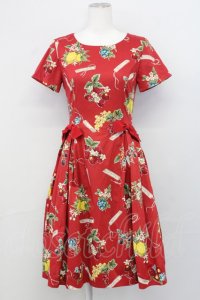 Jane Marple / Juicy fruitsパネルドレス  赤 T-25-03-27-022-JM-OP-SA-ZI