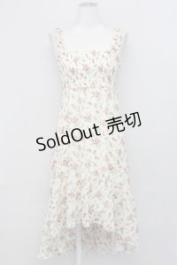L'EST ROSE / バラ柄シャーリングキャミワンピース 2 アイボリー T-25-03-27-024-LO-OP-SA-ZT