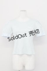 PINK HOUSE CHELSEA / ギンガムチェック切り替え半袖トップス  サックスＸ白 T-25-03-27-003-EL-TO-SA-ZI