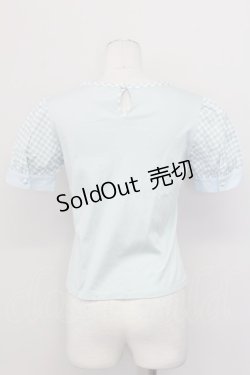 画像2: PINK HOUSE CHELSEA / ギンガムチェック切り替え半袖トップス  サックスＸ白 T-25-03-27-003-EL-TO-SA-ZI