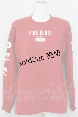画像1: PINK HOUSE / ロゴpt&ワッペン付きスウェット  レッド T-25-03-27-004-LO-TO-SA-ZI