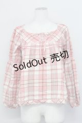 PINK HOUSE / チェックスクウェア刺繍入りネックネルシャツ  ピンク T-25-03-27-005-LO-BL-SA-ZT