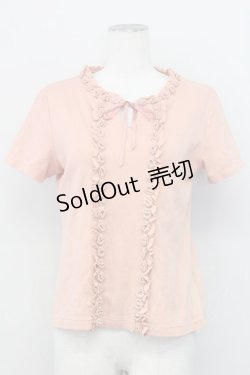 画像1: PINK HOUSE / ニットモチーフ付きTシャツ L ピンク T-25-03-27-006-LO-TS-SA-ZY