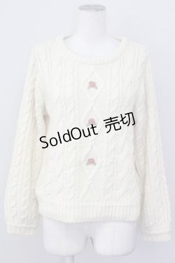 画像1: Fi.n.t / ローズ刺繍ケーブルニット  オフホワイト T-25-03-30-001-CA-TO-SA-ZT