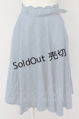 an another angelus / ベルト付デニム風スカラップスカート  ブルー T-25-03-30-023-CA-SK-SA-ZT