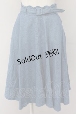 画像1: an another angelus / ベルト付デニム風スカラップスカート  ブルー T-25-03-30-023-CA-SK-SA-ZT