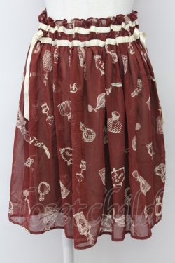 画像1: F i.n.t / 香水瓶柄シフォンスカート  ボルドー T-25-03-30-029-CA-SK-SA-ZT072