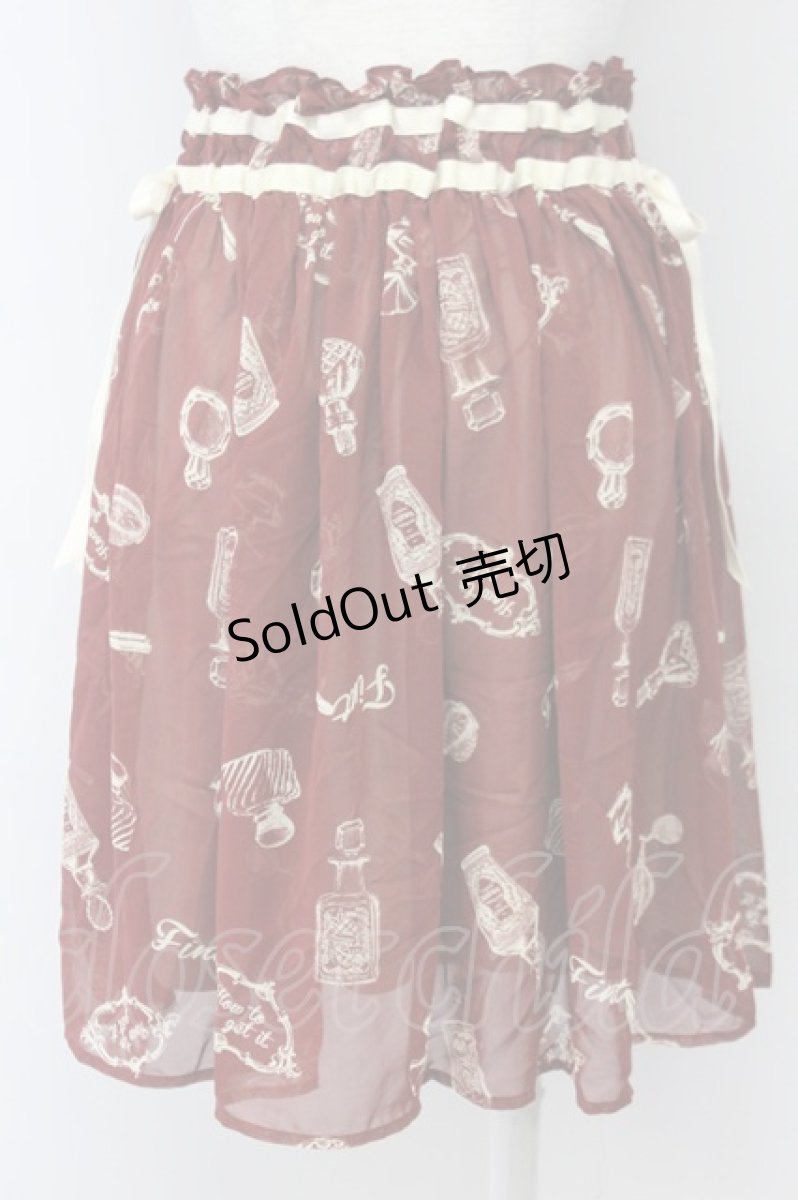 画像2: 【SALE】F i.n.t / 香水瓶柄シフォンスカート  ボルドー T-25-03-30-029-CA-SK-SA-ZT072 (2)