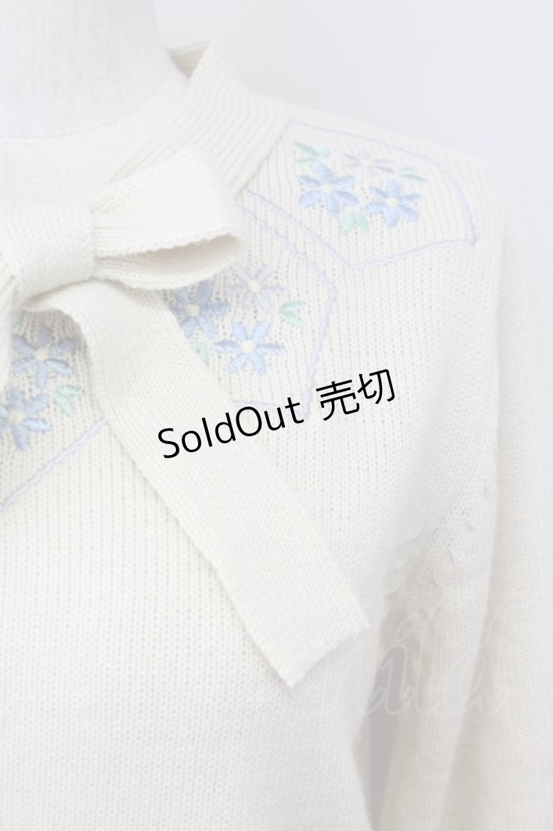 画像3: 【SALE】F&A / 刺繍&ボウタイニット  オフホワイト T-25-03-30-003-LO-TO-SA-ZT089 (3)