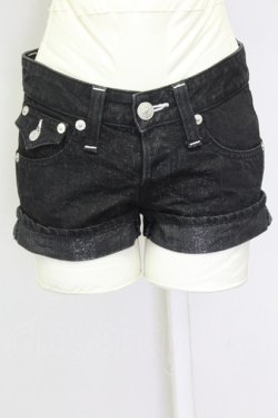 画像1: SWORD FISH / ラメデニムホットパンツ XS ブラック T-25-03-30-036-PU-PA-SA-ZT261