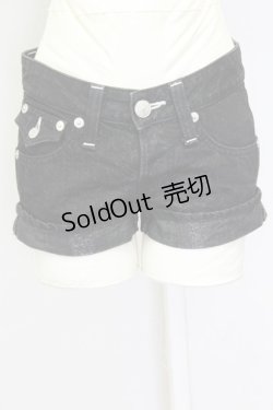 画像1: SWORD FISH / ラメデニムホットパンツ XS ブラック T-25-03-30-036-PU-PA-SA-ZT261