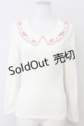 Fi.n.t / お皿刺繍衿ロンT  オフホワイト×レッド T-25-03-30-006-CA-TO-SA-ZT