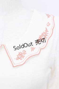 画像4: Fi.n.t / お皿刺繍衿ロンT  オフホワイト×レッド T-25-03-30-006-CA-TO-SA-ZT
