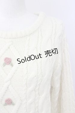 画像3: Fi.n.t / ローズ刺繍ケーブルニット  オフホワイト T-25-03-30-001-CA-TO-SA-ZT