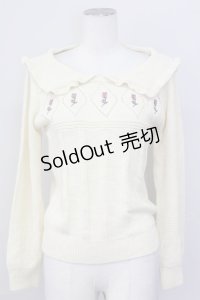 Fi.n.t / 刺繍入りセーラーカラーニットトップス  アイボリー T-25-03-30-008-CA-TO-SA-ZT