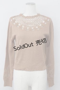 画像1: an another angelus / 花モチーフ切り替えニット  ブラウン T-25-03-30-010-CA-TO-SA-ZT089