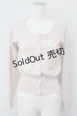 an another angelus / パール&レースモチーフカーディガン  ピンク T-25-03-30-011-CA-TO-SA-ZT
