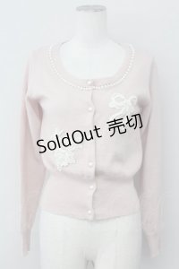 an another angelus / パール&レースモチーフカーディガン  ピンク T-25-03-30-011-CA-TO-SA-ZT
