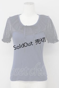 画像1: F i.n.t / ドットチュール切替ビスチェカットソー  ネイビー T-25-03-30-012-CA-TO-SA-ZT