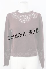 an another angelus / レース切り替えニット  ブラウン T-25-03-30-013-CA-TO-SA-ZT089