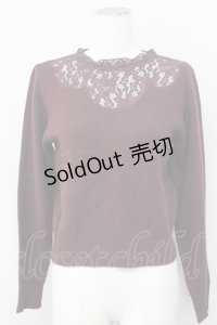 an another angelus / レース切り替えニット  ブラウン T-25-03-30-013-CA-TO-SA-ZT089