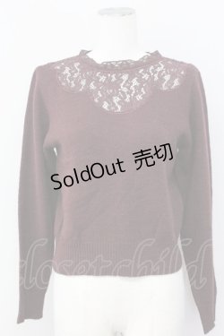 画像1: an another angelus / レース切り替えニット  ブラウン T-25-03-30-013-CA-TO-SA-ZT089